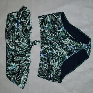a.n.a Green Leaf Print Bikini
